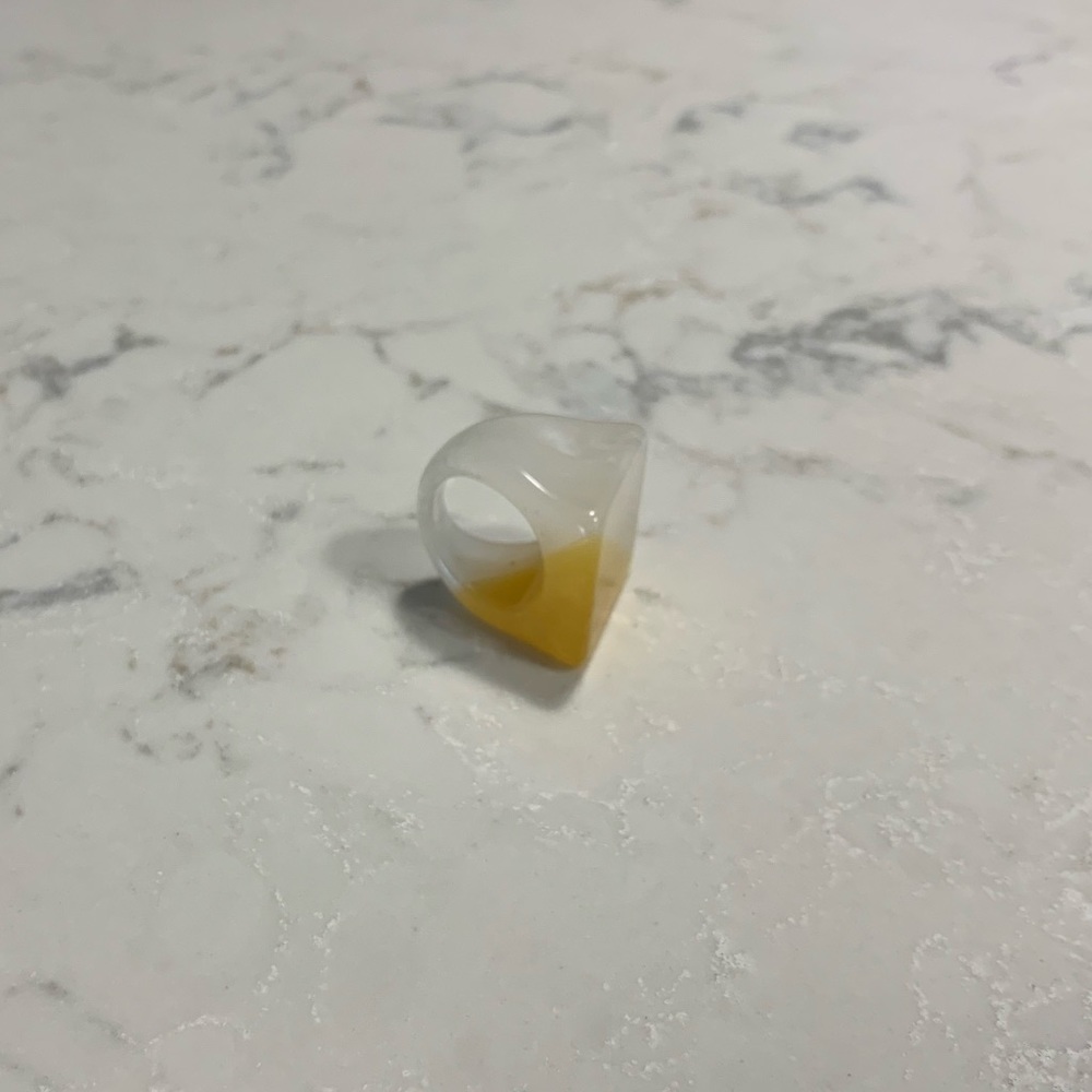 Unique Gold & White Chunky Resin Statement Ring